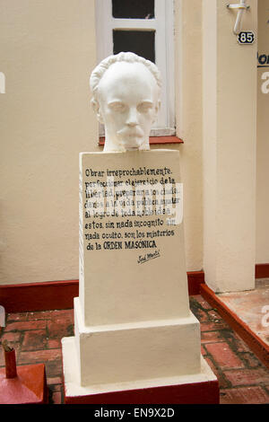 Kuba-Vinales Büste Statue Skulptur von Jose Marti Logia Dignidad y Virtud außerhalb Freimaurer Lodge Haus Tempel Stockfoto