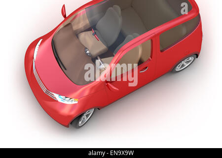 Rot-Konzeptfahrzeug 3d isoliert auf weiss. Mein eigenes design Stockfoto