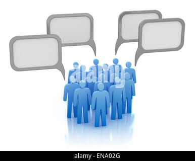 Kommunikations-Konzept - Menschenmenge. Isoliert auf weiss Stockfoto