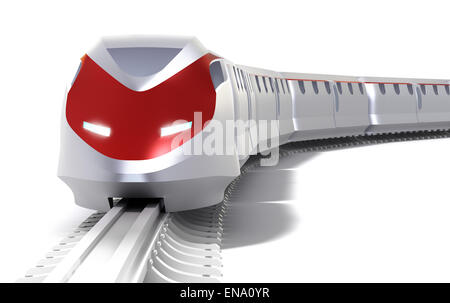 High-Speed-Bahn-Konzept. Isoliert auf weiss Stockfoto