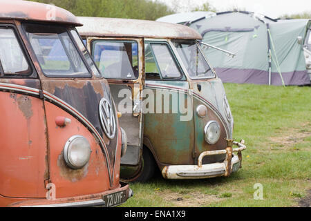 VW Split Screen Volkswagen Wohnmobile bei einer VW-show Stockfoto