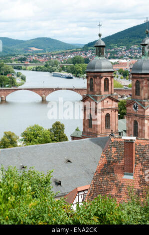 Blick von der Mildenburg Miltenberg und den Main, Odenwald, Bayern, Deutschland Stockfoto