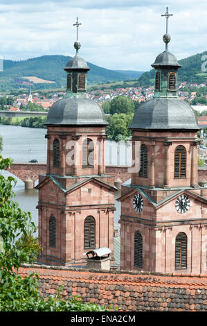 Blick von der Mildenburg Miltenberg und den Main, Odenwald, Bayern, Deutschland Stockfoto