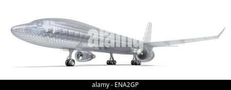 Draht Flugzeugmodell, isoliert auf weiss. Mein eigenes design Stockfoto