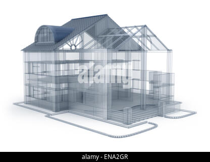 Architektur Plan Haus, transparentes Modell Stockfoto