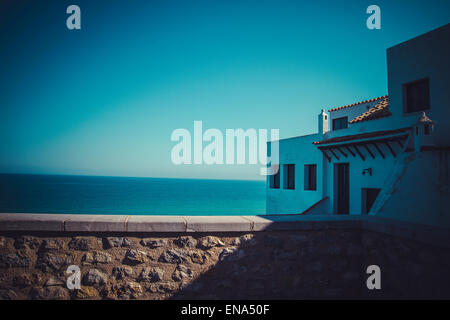 Penyscola Aussicht, schöne Stadt Valencia in Spanien Stockfoto