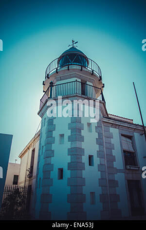 Leuchtturm Penyscola Aussicht, schöne Stadt Valencia in Spanien Stockfoto