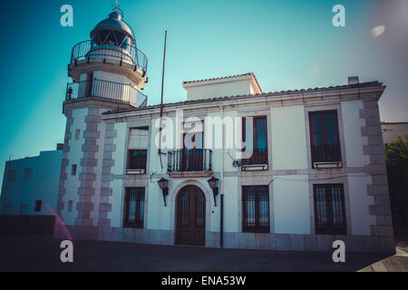 Leuchtturm Penyscola Aussicht, schöne Stadt Valencia in Spanien Stockfoto