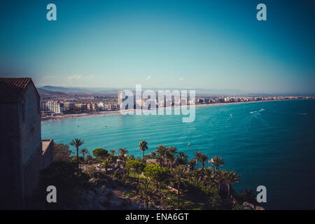 Penyscola Aussicht, schöne Stadt Valencia in Spanien Stockfoto