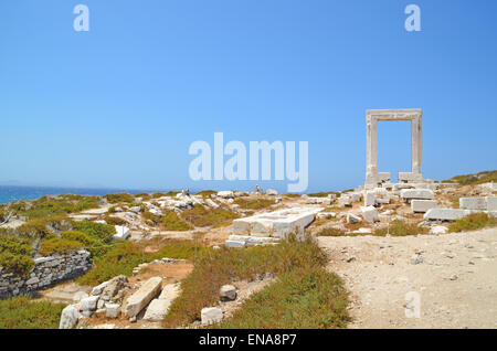 "Portara" Ruinen, Tür, antiken griechischen Tempel in Naxos Insel Griechenland Stockfoto