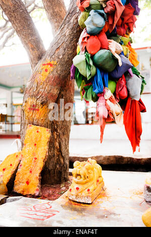 Wünschen Sie Baum und Schrein im Durgadevi Tempel, Anegundi.