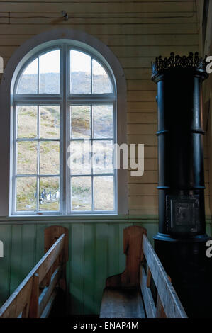 Whaler es Kirche, Innenraum, ehemalige Grytviken Walfangstation, Süd-Georgien Stockfoto