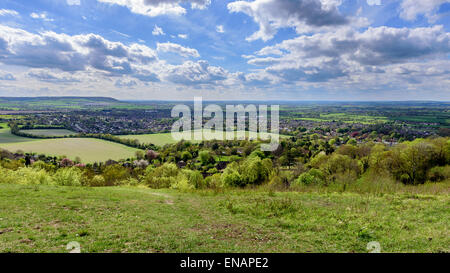 Ein Blick vom weißen Blatt Hill über Princes Risborough und Aylesbury Vale Stockfoto