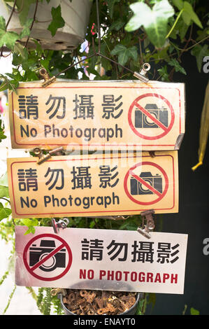 dh Kalligraphie ZEICHEN HONG KONG Keine Fotografie Zeichen englisch chinesisch Kalligraphie Stockfoto