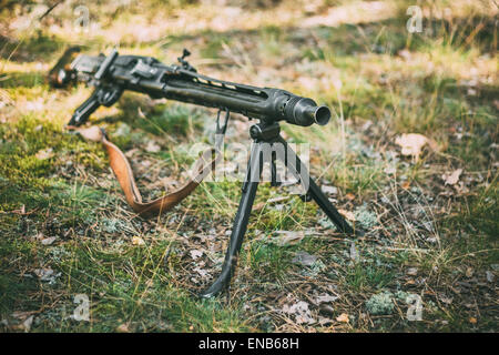 Deutsche Geschütze des zweiten Weltkrieges - ein MG 42 Maschinengewehr.  7.92x57mm Mauser allgemeine Zweck Maschinengewehr. Stockfoto