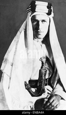 Oberstleutnant Thomas Edward (t.e.) Lawrence, ein Offizier in der britischen Armee, bekannt für seine Rolle in der arabischen Revolte gegen die Herrschaft der Osmanen von 1916-18 im ersten Weltkrieg. Er wurde bekannt durch seinen Spitznamen Lawrence von Arabien. Stockfoto