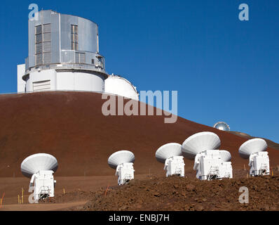 Teleskope am Mauna-Kea-Observatorium, Big Island von Hawaii Stockfoto