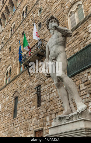 Stein der David Statue vor der Galleria dell'Accademia, Firenze, Florenz, Italien Stockfoto