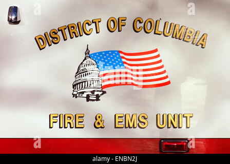 District Of Columbia EMS Feuereinheit Zeichen Stockfoto