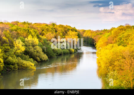 Große Panorama am Fluss im Herbst Stockfoto
