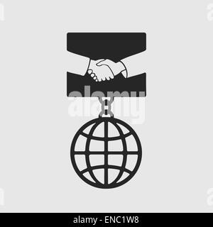 Medaille-Handshake-symbol Stockfoto