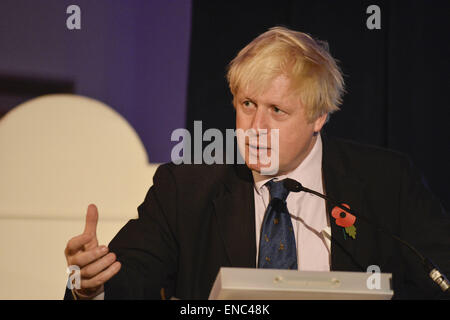 Bürgermeister von London Boris Johnson gibt ein Vortrag zum Thema "Crossrail 2" bei was er vorgeschlagen sollten benannt werden die Winston-Churchill-Linie London mit: Boris Johnson wo: London, Vereinigtes Königreich bei: 28. Oktober 2014 Stockfoto