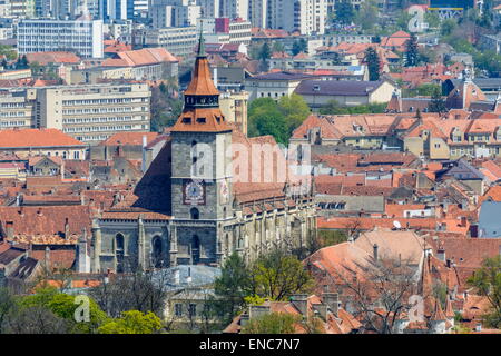 Luftaufnahme der Schwarzen Kirche in Kronstadt Stockfoto