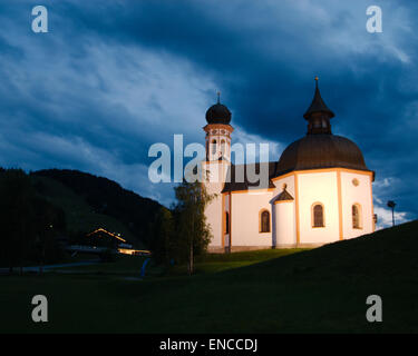 Seekirchl in der Nacht, Seefeld, Österreich Stockfoto