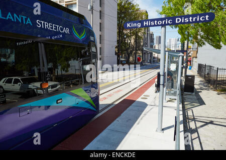 "Downtown Atlanta in Georga USA Atlanta Straßenbahn oder einfach den Downtown Loop, ist eine Straßenbahnlinie in Atlanta, in der König-Hist Stockfoto