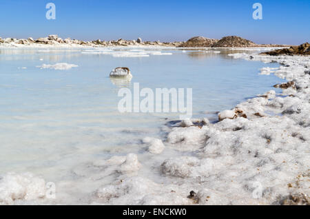 Saline in Walvis Bay, Namibia, Salz Kristalle Stockfoto