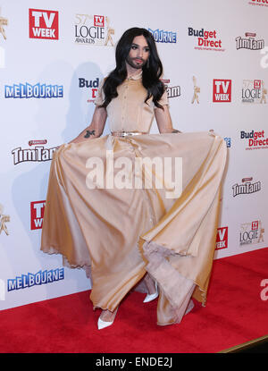 Conchita Wurst bei den 2015 späterem Awards in Melbourne, Australien 3. Mai 2015. Stockfoto