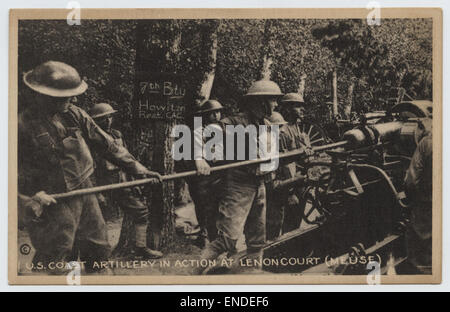 Us-Küste Artillerie in der Tätigkeit bei Lenoncourt (Meuse) Stockfoto