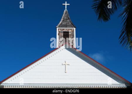 St Barth, St. Barths, Saint-Barthélemy, Französische Antillen, Niederländische Antillen, Karibik: Details der Anglikanischen Kirche im Zentrum von Gustavia Stockfoto