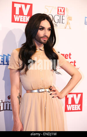 Conchita Wurst bei den 2015 späterem Awards in Melbourne, Australien 3. Mai 2015. Stockfoto