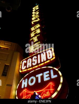 Das Schild am Haupteingang des Golden Gate Hotel and Casino in Las Vegas. Stockfoto