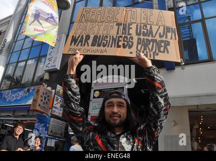 Naha, Okinawa, Japan: Menschen protestieren gegen die neuen amerikanischen Basis in Henoko Stockfoto