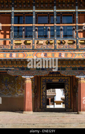 Architektonische Details des Land-Kloster, Phobjikha Tal, westliche Bhutan, Asien Stockfoto