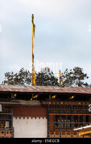 Architektonische Details des Land-Kloster, Phobjikha Tal, westliche Bhutan, Asien Stockfoto