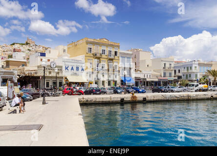 Ermoupoli Waterfront, Insel Syros, Kykladen, Griechenland Stockfoto