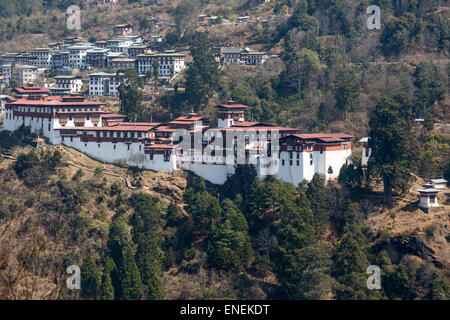 Lange Sicht von Trongsa Dzong, Trongsa, zentrale Bhutan, Asien Stockfoto