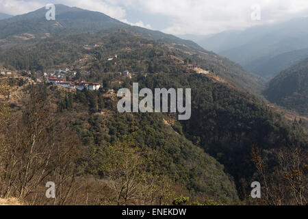 Lange Sicht von Trongsa Dzong, Trongsa, zentrale Bhutan, Asien Stockfoto