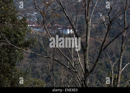 Lange Sicht von Trongsa Dzong, Trongsa, zentrale Bhutan, Asien Stockfoto