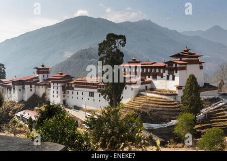 Lange Sicht von Trongsa Dzong, Trongsa, zentrale Bhutan, Asien Stockfoto