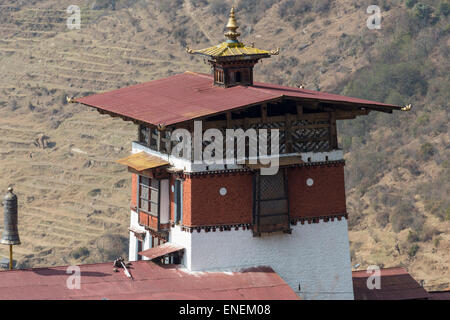 Lange Sicht von Trongsa Dzong, Trongsa, zentrale Bhutan, Asien Stockfoto