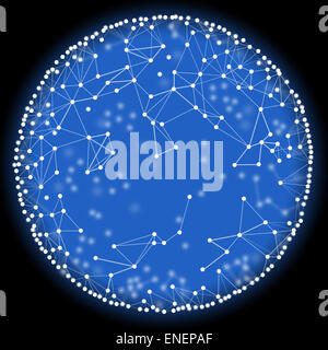 Blaue Molekül Modell auf schwarzem Hintergrund Stockfoto