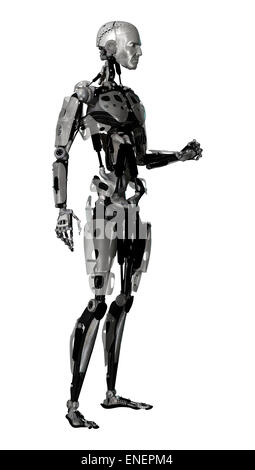 Digitale 3D Rendern eines männlichen Cyborg isoliert auf weißem Hintergrund Stockfoto