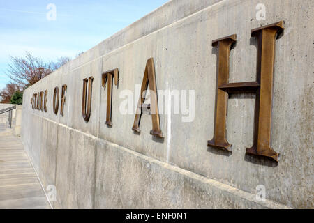 "State of Utah" Briefe an Wand vor Utah State Capitol building in Salt Lake City, Utah, USA Stockfoto