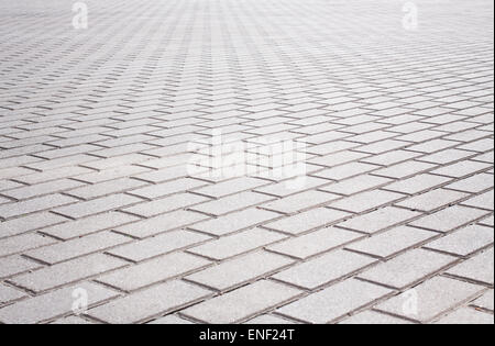 Grauen Ziegel Stein Straße Straße. Leichte Bürgersteig, Gehsteig Textur Stockfoto