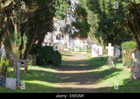 Ein Spaziergang auf dem Kirchhof. Stockfoto