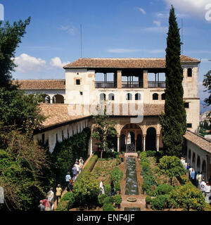 Der Generalife Sommerpalast und Gärten neben der Alhambra in Granada, Provinz Granada, Andalusien, Südspanien. Stockfoto